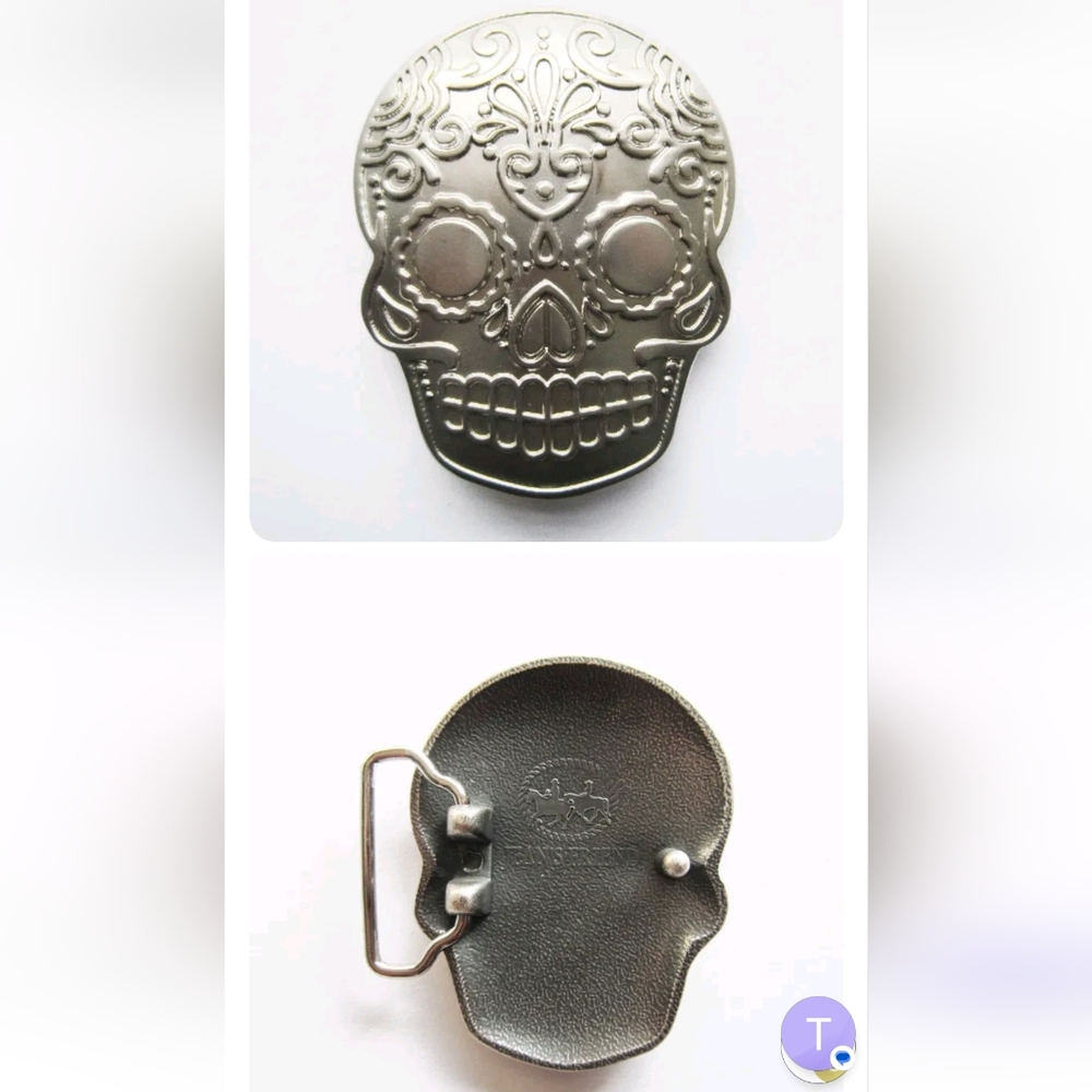 Sugar skull Dia los Muertos skull belt buckle Approximately 3.75 fits 1.5 belt